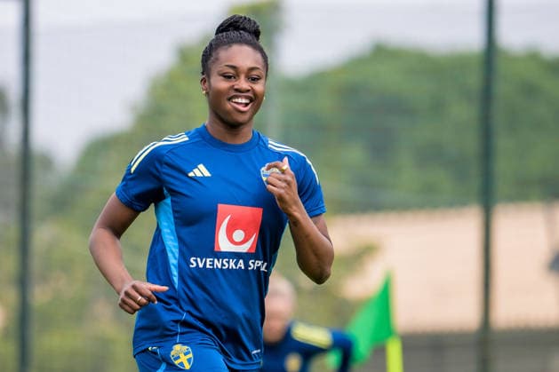 260227 Monica Jusu Bah during a training session with the women s national football team of Sweden on February 27, 2026 in Albuferia Photo Ludvig Thunman BILDBYRAN code LT LT0776 fotboll football soccer fotball vm kval kval fifa womens world cup qualifier qualifier träning practice training sverige sweden dam bbeng sverige sweden  Copyright: LUDVIGxTHUNMAN BB260227LT009