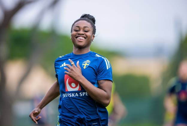 260227 Monica Jusu Bah during a training session with the women s national football team of Sweden on February 27, 2026 in Albuferia Photo Ludvig Thunman BILDBYRAN code LT LT0776 fotboll football soccer fotball vm kval kval fifa womens world cup qualifier qualifier träning practice training sverige sweden dam bbeng sverige sweden  Copyright: LUDVIGxTHUNMAN BB260227LT016