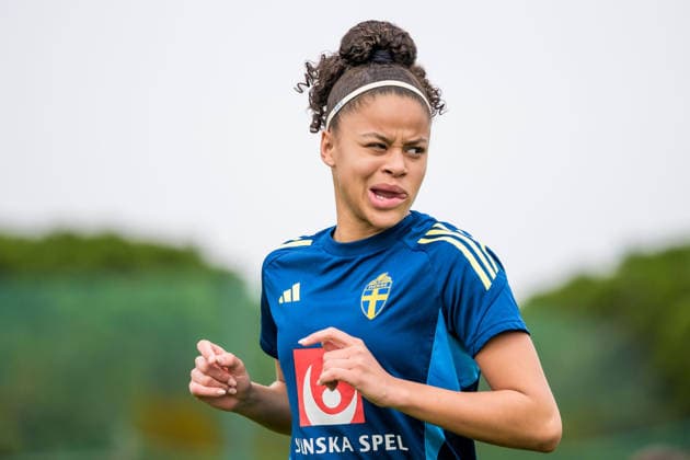 260227 Felicia Schröder during a training session with the women s national football team of Sweden on February 27, 2026 in Albuferia Photo Ludvig Thunman BILDBYRAN code LT LT0776 fotboll football soccer fotball vm kval kval fifa womens world cup qualifier qualifier träning practice training sverige sweden dam bbeng sverige sweden  Copyright: LUDVIGxTHUNMAN BB260227LT023