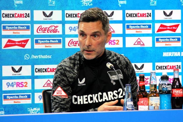 DEU, DFL, 2 FBL Hertha BSC, PK, 27 02 2026, Sportforum, Berlin, DEU, DFL, 2 FBL Hertha BSC, PK, im Bild Cheftrainer Stefan Leitl Hertha BSC Berlin DFL regulations prohibit any use of Photographs as image sequences and or quasi video nordphotoxGmbHx xEngler nph00076