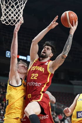 Ukraine Spain Basketball, Riga, Latvia, 27.02.2026, FIBA, basketball, Ukraine, Spain Santi Yusta of Spain in action during FIBA Basketball World Cup European qualifiers group A game between Ukraine and Spain in Riga, Latvia, 27.02.2026. Photo: Roman Koksarov (RKF) Riga Latvia Copyright: xRomanxKoksarovx RKO06150.JPG