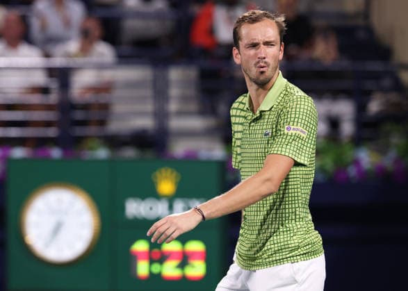 Daniil Medvedev cheers after the victory, Cheers, Joy, Emotion, Dubai Duty Free Tennis Championships, Dubai, U A E Tennis Dubai Tennis Championships 2026 ATP Dubai Duty Free Tennis Stadium Dubai United Arab Emirates 28 February 2026 Copyright: xJuergenxHasenkopfx