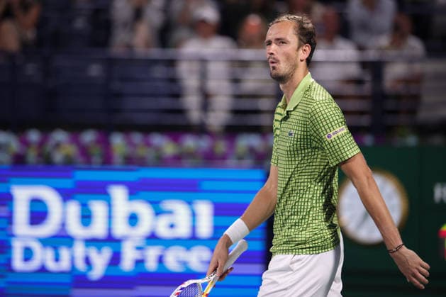 Daniil Medvedev cheers after the victory, Cheers, Joy, Emotion, Dubai Duty Free Tennis Championships, Dubai, U A E Tennis Dubai Tennis Championships 2026 ATP Dubai Duty Free Tennis Stadium Dubai United Arab Emirates 28 February 2026 Copyright: xJuergenxHasenkopfx