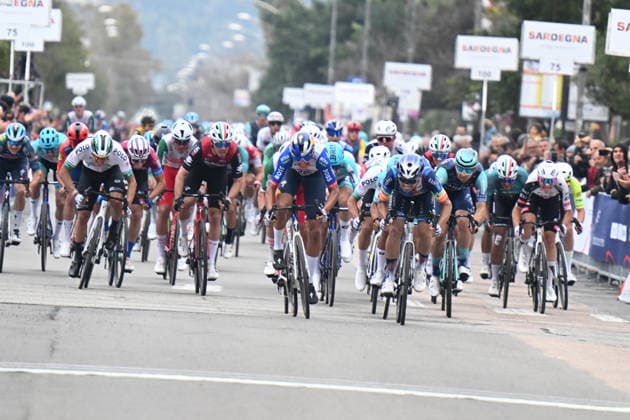 27-02-2026 Giro Di Sardegna; Tappa 03 Cagliari - Tortoli; 2026, Solution Tech - Nippo Rali; 2026, Red Bull - Bora Hansgrohe Rookies; Rajovic, Dusan; Donati, Davide; Tortoli; 