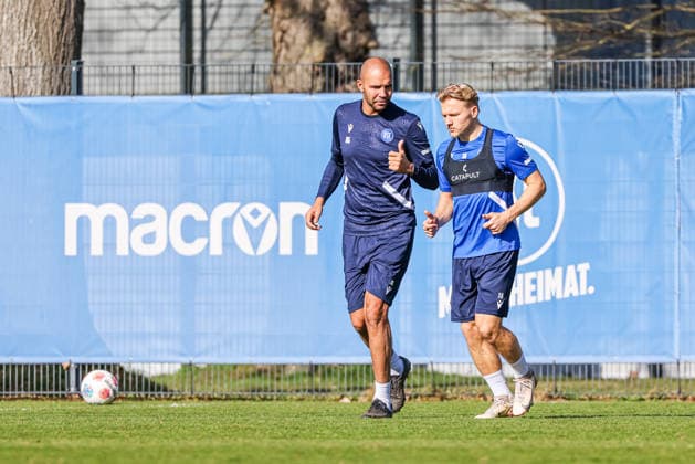 Training on 27 02 26, Men, Soccer, Season 2025 2026, 2 Liga, Karlsruher SC Daniel Gordon KSC Co Trainer with Philipp Förster KSC 11 Karlsruhe Wildparkstadion Baden Württemberg Germany