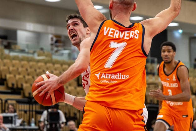 BASKETBALL - FIBA WC Quali, AUT vs NED VIENNA,AUSTRIA,27.FEB.26 - BASKETBALL - FIBA Basketball World Cup 2027,Qualifiers, international match, Länderspiel, Nationalmannschaft Austria vs Netherlands. Image shows Bogic Vujosevic (AUT).  GEPAxpictures xPhilippxBrem