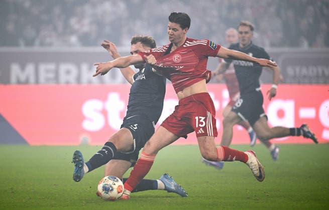 Football, 2 Bundesliga, Germany, Men, Season 2025 2026, 24 Matchday, Merkur Spiel Arena Düsseldorf, Fortuna Düsseldorf VfL Bochum Cedric Itten F95 , Philipp Strompf BOC Action