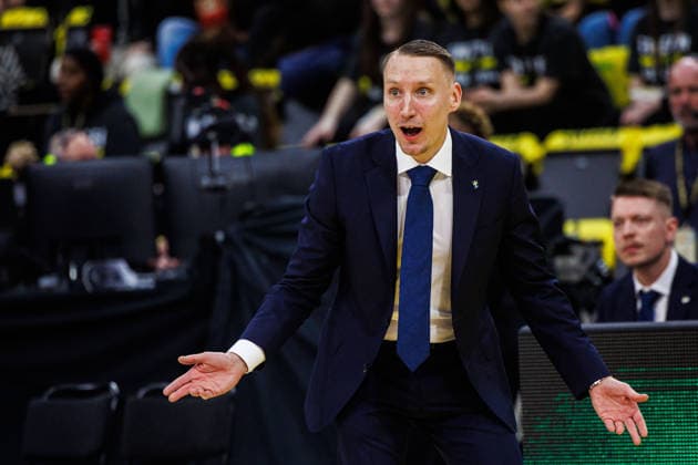 260227 Coach Mikko Riipinen of Sweden during the FIBA World Cup Qualifier game between Sweden and Estonia on February 27, 2026 in Stockholm Photo Kenta Jönsson BILDBYRAN COP 210 KJ0314 basketball vm kval kval fiba world cup qualifiers sverige estland sweden estonia bbeng  Copyright: KENTAxJÖNSSON BB260227KJ027