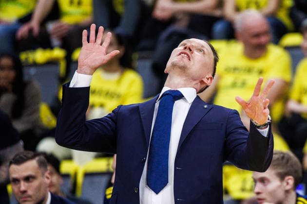 260227 Coach Mikko Riipinen of Sweden during the FIBA World Cup Qualifier game between Sweden and Estonia on February 27, 2026 in Stockholm Photo Kenta Jönsson BILDBYRAN COP 210 KJ0314 basketball vm kval kval fiba world cup qualifiers sverige estland sweden estonia bbeng  Copyright: KENTAxJÖNSSON BB260227KJ028