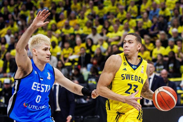 260227 Pierre Hampton of Sweden during the FIBA World Cup Qualifier game between Sweden and Estonia on February 27, 2026 in Stockholm Photo Kenta Jönsson BILDBYRAN COP 210 KJ0314 basketball vm kval kval fiba world cup qualifiers sverige estland sweden estonia bbeng  Copyright: KENTAxJÖNSSON BB260227KJ029