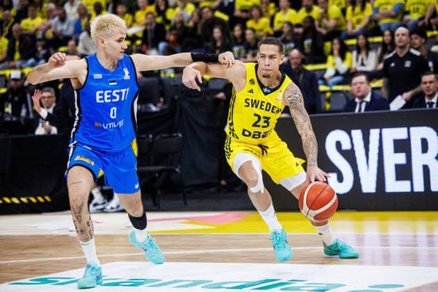 260227 Pierre Hampton of Sweden during the FIBA World Cup Qualifier game between Sweden and Estonia on February 27, 2026 in Stockholm Photo Kenta Jönsson BILDBYRAN COP 210 KJ0314 basketball vm kval kval fiba world cup qualifiers sverige estland sweden estonia bbeng  Copyright: KENTAxJÖNSSON BB260227KJ030