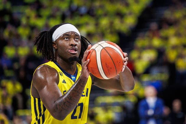 260227 Zaba Bangala of Sweden during the FIBA World Cup Qualifier game between Sweden and Estonia on February 27, 2026 in Stockholm Photo Kenta Jönsson BILDBYRAN COP 210 KJ0314 basketball vm kval kval fiba world cup qualifiers sverige estland sweden estonia bbeng  Copyright: KENTAxJÖNSSON BB260227KJ031