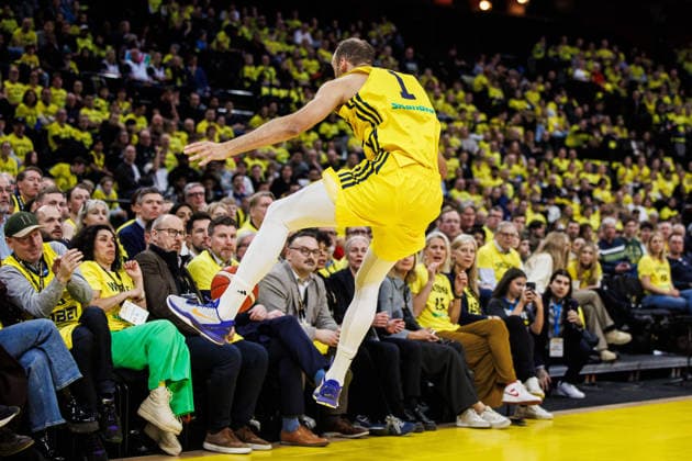 260227 Denzel Andersson of Sweden during the FIBA World Cup Qualifier game between Sweden and Estonia on February 27, 2026 in Stockholm Photo Kenta Jönsson BILDBYRAN COP 210 KJ0314 basketball vm kval kval fiba world cup qualifiers sverige estland sweden estonia bbeng  Copyright: KENTAxJÖNSSON BB260227KJ037