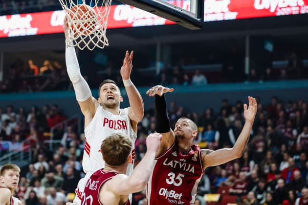 Ryga 27.02.2026 KOSZYKOWKA KOSZKADRA REPREZENTACJA POLSKI MECZ LOTWA - POLSKA ELIMINACJE MISTRZOSTW SWIATA 2027 - - - MEN BASKETBALL POLISH national team, Nationalteam WORLD CUP SERIES QUALIFIERS GAME LATVIA - POLAND NZ Mateusz Ponitka , Kristaps Kilps , FOT. WOJCIECH FIGURSKI 058SPORT.PL NEWSPIX.PL --- newspix.pl  FOT. WOJCIECH FIGURSKI 058SPORT.PL