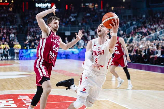 Ryga 27.02.2026 KOSZYKOWKA KOSZKADRA REPREZENTACJA POLSKI MECZ LOTWA - POLSKA ELIMINACJE MISTRZOSTW SWIATA 2027 - - - MEN BASKETBALL POLISH national team, Nationalteam WORLD CUP SERIES QUALIFIERS GAME LATVIA - POLAND NZ Mateusz Ponitka , Kristers Zoriks , FOT. WOJCIECH FIGURSKI 058SPORT.PL NEWSPIX.PL --- newspix.pl  FOT. WOJCIECH FIGURSKI 058SPORT.PL