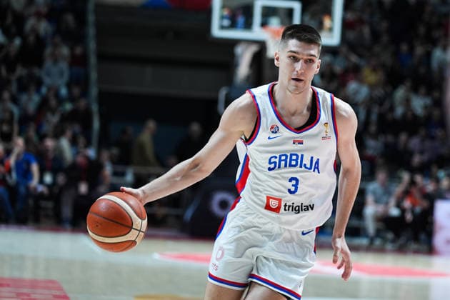 Serbia v Turkiye - 2027 World Cup European Qualifiers BELGRADE, SERBIA - FEBRUARY 27: Stefan Miljenovic (3) of Serbia during the 2027 World Cup European Qualifiers Group C third match between Serbia and Turkiye at the Aleksandar Nikolic Sports Hall in Belgrade, Serbia, on February 27, 2026. Adem Kutucu Anadolu Belgrade Serbia. Editorial use only. Please get in touch for any other usage.  Copyright: x2026xAnadoluxAdemxKutucux