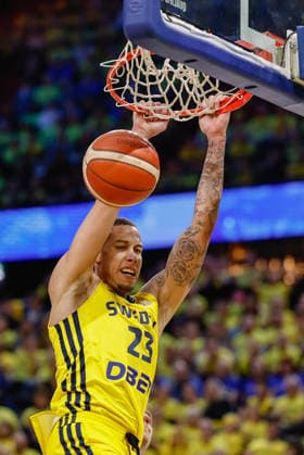 Swedens Pierre Hampton during the FIBA World European Cup Qualifier game between Sweden and Estonia, first round group H, at Avicii Arena in Stockholm, Sweden February 27, 2026 STOCKHOLM SWEDEN x1081x  Copyright: xFredrikxPerssonx TTx BASKETBALL WORLD CUP QUALIFYER SWEDEN-ESTONIA