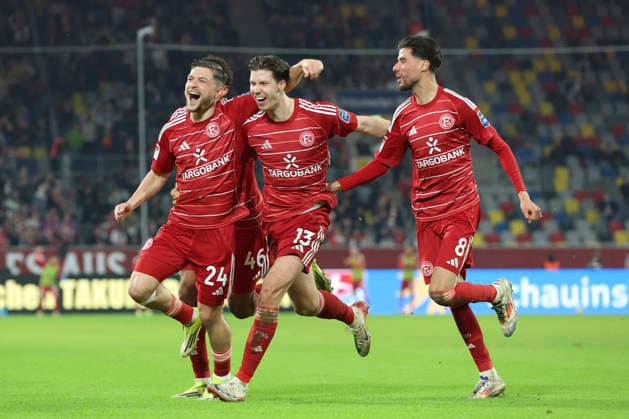 Florent Muslija Fortuna Düsseldorf celebrates after scoring his team s second goal with teammates during the 2 Bundesliga match between Fortuna Düsseldorf and VfL Bochum, Merkur Spiel Arena on February 27, 2026 in Düsseldorf, Germany, Germany Photo by Oliver Kaelke DeFodi Images Florent Muslija Fortuna Düsseldorf celebrates after scoring his team s second goal with teammates during the 2 Bundesliga match between Fortuna Düsseldorf and VfL Bochum at Merkur Spiel Arena on February 27, 2026 in Düsseldorf, Germany Photo by Oliver Kaelke DeFodi Images Photo by Oliver Kaelke DeFodi Images
