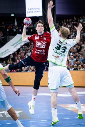 DAIKIN HBL SG Flensburg Handewitt vs HSG Wetzlar 27 02 26 Lasse Kjaer Moller Nr 64, SG Flensburg Handewitt vs Georg Löwen Nr 33, HSG Wetzlar DAIKIN HBL SG Flensburg Handewitt vs HSG Wetzlar, GP JOULE Arena on 27 02 26 Copyright: xBEAUTIFULxSPORTS MarioxM.xKobergx