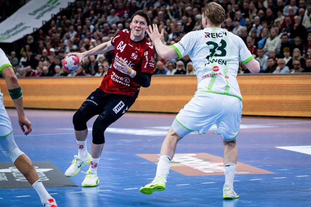 DAIKIN HBL SG Flensburg Handewitt vs HSG Wetzlar 27 02 26 Lasse Kjaer Moller Nr 64, SG Flensburg Handewitt vs Georg Löwen Nr 33, HSG Wetzlar DAIKIN HBL SG Flensburg Handewitt vs HSG Wetzlar, GP JOULE Arena on 27 02 26 Copyright: xBEAUTIFULxSPORTS MarioxM.xKobergx