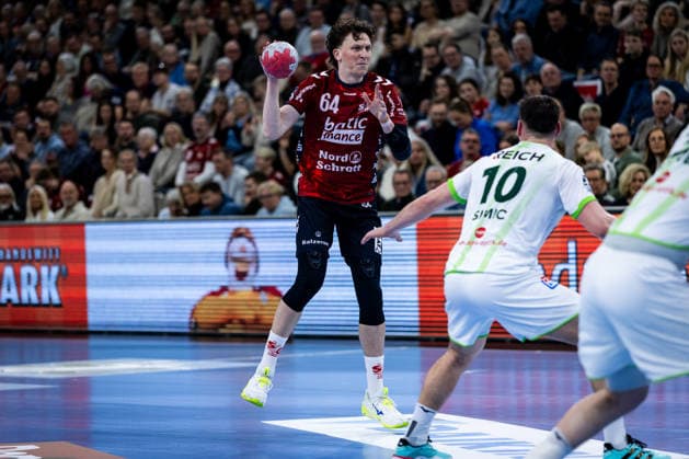 DAIKIN HBL SG Flensburg Handewitt vs HSG Wetzlar 27 02 26 Lasse Kjaer Moller Nr 64, SG Flensburg Handewitt in attack DAIKIN HBL SG Flensburg Handewitt vs HSG Wetzlar, GP JOULE Arena on 27 02 26 Copyright: xBEAUTIFULxSPORTS MarioxM.xKobergx