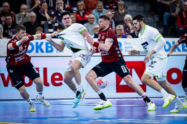 DAIKIN HBL SG Flensburg Handewitt vs HSG Wetzlar 27 02 26 HSG Wetzlar in attack DAIKIN HBL SG Flensburg Handewitt vs HSG Wetzlar, GP JOULE Arena on 27 02 26 Copyright: xBEAUTIFULxSPORTS MarioxM.xKobergx
