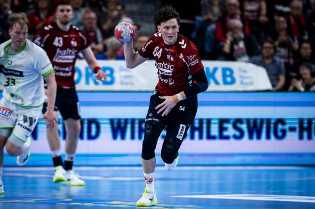 DAIKIN HBL SG Flensburg Handewitt vs HSG Wetzlar 27 02 26 Lasse Kjaer Moller Nr 64, SG Flensburg Handewitt in attack DAIKIN HBL SG Flensburg Handewitt vs HSG Wetzlar, GP JOULE Arena on 27 02 26 Copyright: xBEAUTIFULxSPORTS MarioxM.xKobergx