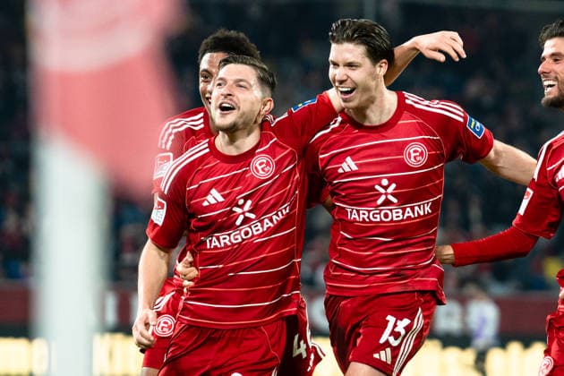 Germany 2 Bundesliga 2025 2026 Fortuna Düsseldorf vs VfL Bochum 24 Matchday 27 02 2026 Merkur Spiel Arena Nordrhein Westfalen Goal for 2 0 by Florent Muslija Fortuna Düsseldorf, 24 Cheers Joy Emotions Goal celebration Cedric Itten Fortuna Düsseldorf, 13 Anouar El Azzouzi Fortuna Düsseldorf, 8 Copyright: xCelinaxLeiersx
