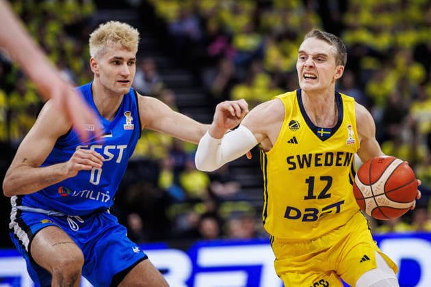 260227 Ludvig Hakanson of Sweden during the FIBA World Cup Qualifier game between Sweden and Estonia on February 27, 2026 in Stockholm Photo Kenta Jönsson BILDBYRAN COP 210 KJ0314 basketball vm kval kval fiba world cup qualifiers sverige estland sweden estonia bbeng  Copyright: KENTAxJÖNSSON BB260227KJ054