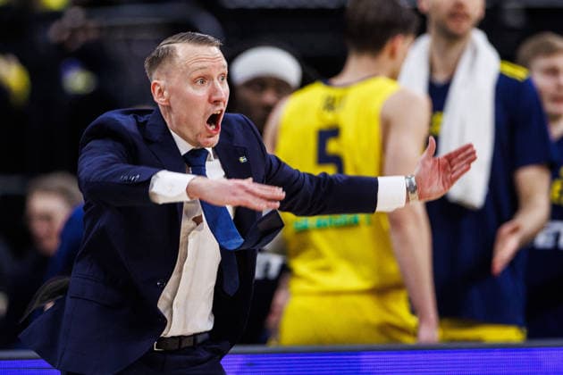 260227 Coach Mikko Riipinen of Sweden during the FIBA World Cup Qualifier game between Sweden and Estonia on February 27, 2026 in Stockholm Photo Kenta Jönsson BILDBYRAN COP 210 KJ0314 basketball vm kval kval fiba world cup qualifiers sverige estland sweden estonia bbeng  Copyright: KENTAxJÖNSSON BB260227KJ058