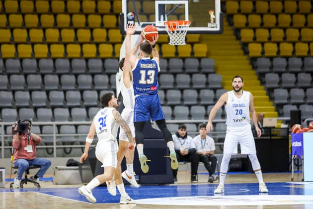 FIBA World Cup Qualifiers : Israel vs Cyprus FILIPPOS TIGKAS of Cyprus shots the ball. Israel plays against Cyprus for the FIBA World Cup 2027 Qualifiers at Spyros Kyprianou Arena, Limassol, Cyprus, on Feb. 27, 2026. Limassol Cyprus Copyright: xKOSTASxPIKOULASx