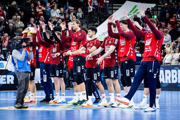 DAIKIN HBL SG Flensburg Handewitt vs HSG Wetzlar 27 02 26 Cheers after victory SG Flensburg Handewitt DAIKIN HBL SG Flensburg Handewitt vs HSG Wetzlar, GP JOULE Arena on 27 02 26 DAIKIN HBL SG Flensburg Handewitt vs HSG Wetzlar, GP JOULE Arena on 27 02 26 Copyright: xBEAUTIFULxSPORTS MarioxM.xKobergx