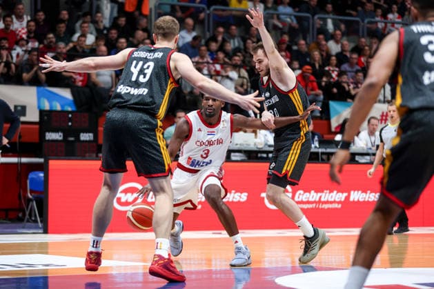 Croatia v Germany: Group E - FIBA World Cup 2026 European Qualifier Jaleen Smith of Croatia handles the ball while defended by Malte Delow of Germany during the FIBA Basketball World Cup 2027 Group E European Qualifier between Croatia v Germany at Drazen Petrovic Basketball Center on February 27, 2026 in Zagreb, Croatia, Croatia.  IgorxKralj PIXSELL
