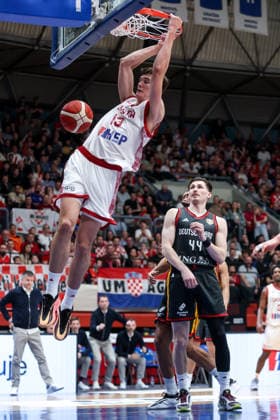 Croatia v Germany: Group E - FIBA World Cup 2026 European Qualifier Michael Ruzic of Croatia dunks the ball during the FIBA Basketball World Cup 2027 Group E European Qualifier between Croatia v Germany at Drazen Petrovic Basketball Center on February 27, 2026 in Zagreb, Croatia, Croatia.  IgorxKralj PIXSELL