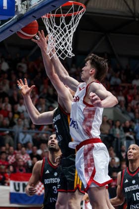 Croatia v Germany: Group E - FIBA World Cup 2026 European Qualifier Christian Sengfelder of Germany reaches for a rebound against Michael Ruzic of Croatia during the FIBA Basketball World Cup 2027 Group E European Qualifier between Croatia v Germany at Drazen Petrovic Basketball Center on February 27, 2026 in Zagreb, Croatia, Croatia.  IgorxKralj PIXSELL