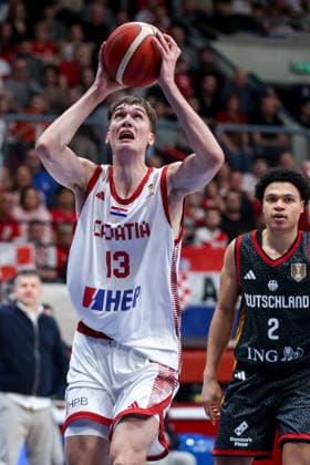 Croatia v Germany: Group E - FIBA World Cup 2026 European Qualifier Michael Ruzic of Croatia shoots the ball during the FIBA Basketball World Cup 2027 Group E European Qualifier between Croatia v Germany at Drazen Petrovic Basketball Center on February 27, 2026 in Zagreb, Croatia, Croatia.  IgorxKralj PIXSELL