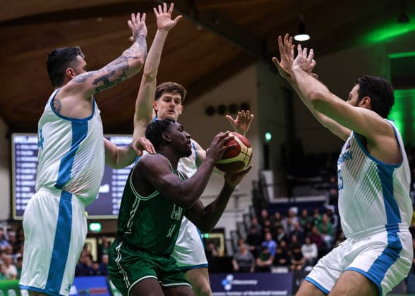 REPRO FREE *PRESS RELEASE NO REPRODUCTION FEE* EDITORIAL USE ONLY FIBA EuroBasket 2029 Pre-Qualifier, National Basketball Arena, Dublin 27 2 2026 Ireland vs Azerbaijan Ireland s Samuel Alajiki Samuel Alajiki 27 2 2026  Copyright: x INPHO BenxBradyx BB3_8150