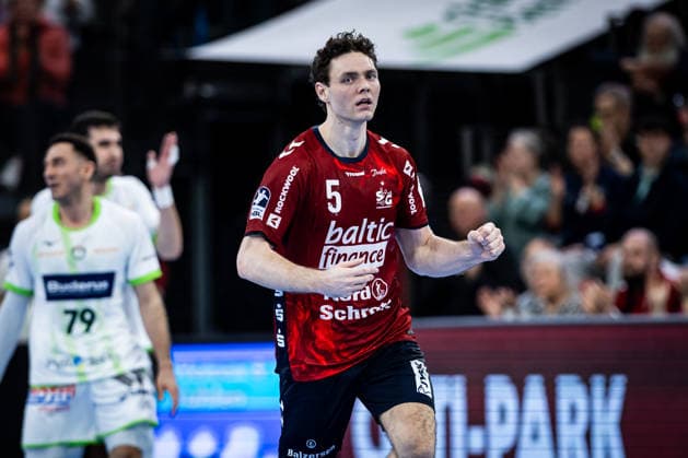 DAIKIN HBL SG Flensburg Handewitt vs HSG Wetzlar 27 02 26 Cheers for Niclas Kirkelokke No 05, SG Flensburg Handewitt DAIKIN HBL SG Flensburg Handewitt vs HSG Wetzlar, GP JOULE Arena on 27 02 26 Copyright: xBEAUTIFULxSPORTS MarioxM.xKobergx