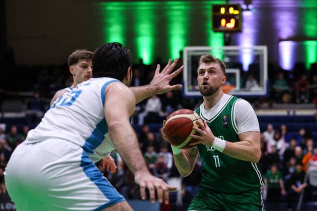 REPRO FREE *PRESS RELEASE NO REPRODUCTION FEE* EDITORIAL USE ONLY FIBA EuroBasket 2029 Pre-Qualifier, National Basketball Arena, Dublin 27 2 2026 Ireland vs Azerbaijan Ireland s Sean Flood Sean Flood 27 2 2026  Copyright: x INPHO BenxBradyx BB3_8555