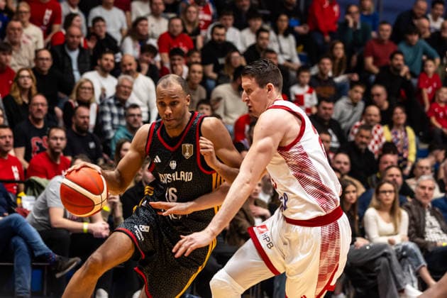 GER, FIBA Basketball World Cup 2027, European Qualifiers, Croatia Germany 27 02 2026, Drazen Petrovic Basketball Center, Zagreb, GER, FIBA Basketball World Cup 2027, European Qualifiers, Croatia Germany Louis Olinde Germany, No16 Â Photo Alexander Trienitz Zagreb Drazen Petrovic Basketball Center Zagreb Croatia