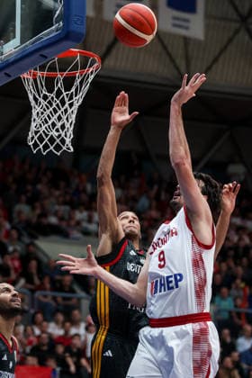 Croatia v Germany: Group E - FIBA World Cup 2026 European Qualifier Louis Olinde of Germany reaches for a rebound against Dario Saric of Croatia during the FIBA Basketball World Cup 2027 Group E European Qualifier between Croatia v Germany at Drazen Petrovic Basketball Center on February 27, 2026 in Zagreb, Croatia, Croatia.  IgorxKralj PIXSELL
