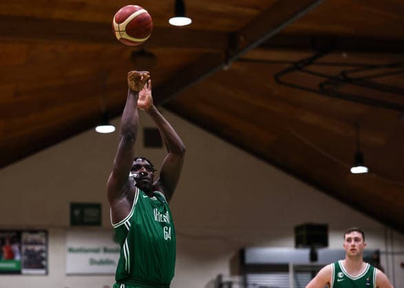 REPRO FREE *PRESS RELEASE NO REPRODUCTION FEE* EDITORIAL USE ONLY FIBA EuroBasket 2029 Pre-Qualifier, National Basketball Arena, Dublin 27 2 2026 Ireland vs Azerbaijan Ireland s Samuel Alajiki shoots a freethrow Samuel Alajiki shoots a freethrow 27 2 2026  Copyright: x INPHO BenxBradyx BB3_0783