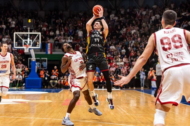 GER, FIBA Basketball World Cup 2027, European Qualifiers, Croatia Germany 27 02 2026, Drazen Petrovic Basketball Center, Zagreb, GER, FIBA Basketball World Cup 2027, European Qualifiers, Croatia Germany David Krämer Germany, No44 , Jaleen Smith Croatia, No3 Â Photo Alexander Trienitz Zagreb Drazen Petrovic Basketball Center Zagreb Croatia