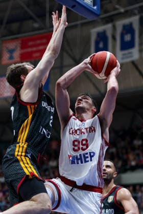 Croatia v Germany: Group E - FIBA World Cup 2026 European Qualifier Toni Nakic of Croatia goes to the basket during the FIBA Basketball World Cup 2027 Group E European Qualifier between Croatia v Germany at Drazen Petrovic Basketball Center on February 27, 2026 in Zagreb, Croatia, Croatia.  IgorxKralj PIXSELL