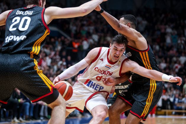 Croatia v Germany: Group E - FIBA World Cup 2026 European Qualifier Mario Hezonja of Croatia drives to the basket during the FIBA Basketball World Cup 2027 Group E European Qualifier between Croatia v Germany at Drazen Petrovic Basketball Center on February 27, 2026 in Zagreb, Croatia, Croatia.  IgorxKralj PIXSELL