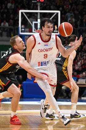 Croatia, Zagreb, 270226. KC Drazen Petrovic. World Cup qualification basketball match, Croatia - Germany. In the photo: Dario Saric. Photo: Goran Mehkek CROPIX Zagreb Croatia Copyright: xxGoranxMehkekx hrvatska_njemacka45-270226