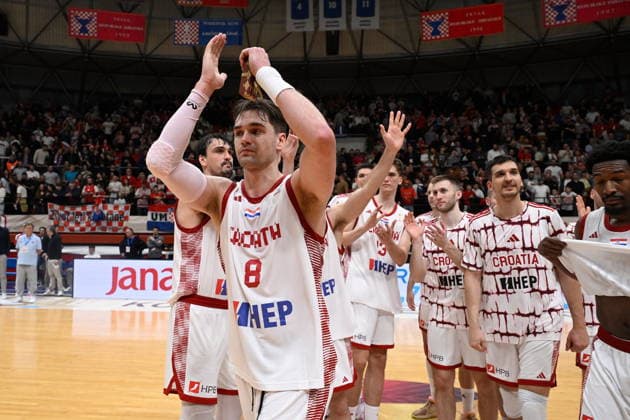 Croatia, Zagreb, 270226. KC Drazen Petrovic. World Cup qualification basketball match, Croatia - Germany. In the photo: Mario Hezonja. Photo: Goran Mehkek CROPIX Zagreb Croatia Copyright: xxGoranxMehkekx hrvatska_njemacka56-270226