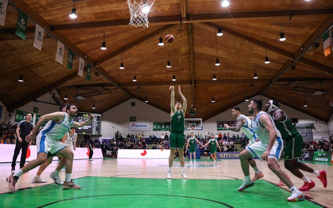 REPRO FREE *PRESS RELEASE NO REPRODUCTION FEE* EDITORIAL USE ONLY FIBA EuroBasket 2029 Pre-Qualifier, National Basketball Arena, Dublin 27 2 2026 Ireland vs Azerbaijan Ireland s Neal Quinn shoots a freethrow Neal Quinn shoots a freethrow 27 2 2026  Copyright: x INPHO BenxBradyx BB2_7697