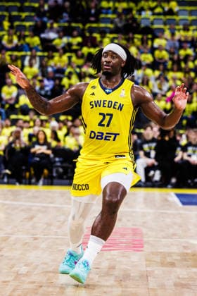 260227 Zaba Bangala of Sweden during the FIBA World Cup Qualifier game between Sweden and Estonia on February 27, 2026 in Stockholm Photo Kenta Jönsson BILDBYRAN COP 210 KJ0314 basketball vm kval kval fiba world cup qualifiers sverige estland sweden estonia bbeng  Copyright: KENTAxJÖNSSON BB260227KJ121