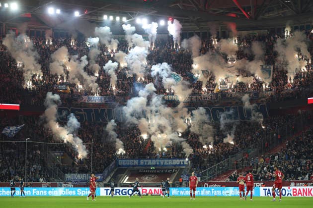 Fans of VfL Bochum using pyrotechnics during the 2 Bundesliga match between Fortuna Düsseldorf and VfL Bochum, Merkur Spiel Arena on February 27, 2026 in Düsseldorf, Germany Photo by Oliver Kaelke DeFodi Images Supporters of VfL Bochum use pyrotechnics during the 2 Bundesliga match between Fortuna Düsseldorf and VfL Bochum at Merkur Spiel Arena on February 27, 2026 in Düsseldorf, Germany Photo by Oliver Kaelke DeFodi Images Photo by Oliver Kaelke DeFodi Images